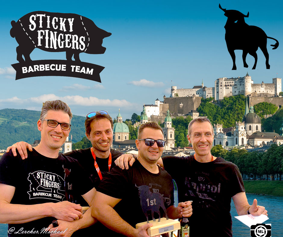 Sticky Fingers BBQ Team - da sinistra Marco Galbusera, Ezio Spada, Alessandro Muscas e Davide Forni<
